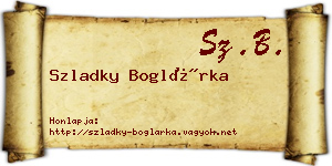 Szladky Boglárka névjegykártya